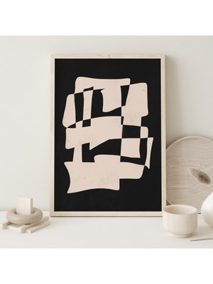 Bej Siyah Duvar Sanatı, Soyut Sanat, Sanat, Minimal Poster, Büyük Soyut