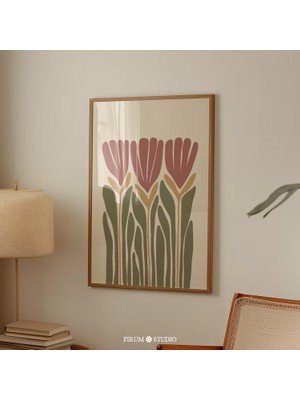 Sönük Lale Soyut Sanat, Bohem Çiçek Desenli