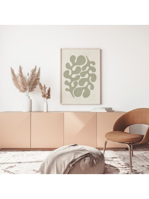 Organik Minimalist, Adaçayı Yeşili Duvar Sanatı, Soyut Botanik, Modern Soyut Sanat