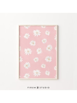 Papatya Duvar Sanatı, Pembe Yurt Dekoru, Duvar Sanatı, Çiçek, Bohem Duvar Sanatı, Danimarka Pastel Dekoru