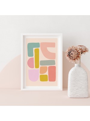 Soyut Şekiller, Bohem Sanatı, Modern Soyut Sanat, Pastel Pembe Duvar Sanatı