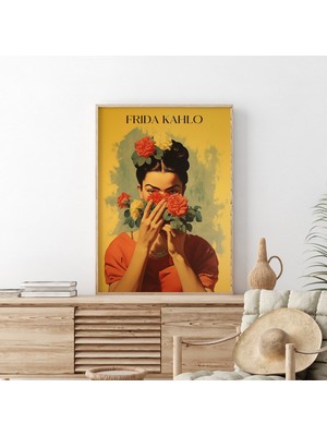 Frida Kahlo Flowers Yellow Portrait, Feminism Pin