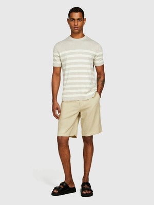 Sisley   %100 Keten Slim Fit Bermuda Şort