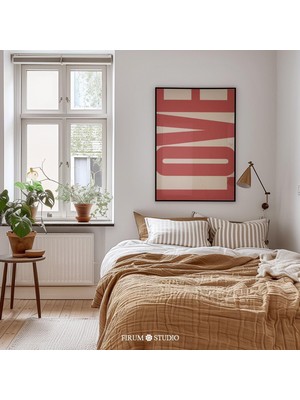 Sevgililer Günü Için Kırmızı ve Bej Minimalist Aşk Sanatı - Modern ve Trend Eklektik Daire Dekoru |