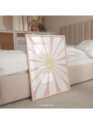 Allık Pembesi Papatya Duvar Sanatı, Danimarka Pastel Dekoru, Trend Sanat