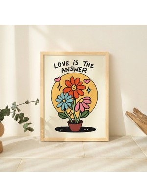 Çerçeveli Aşk Çiçekleri Poster Baskısı, Botanik Illüstrasyon, Aşk Cevaptır Dekoru, Eklektik Estetik