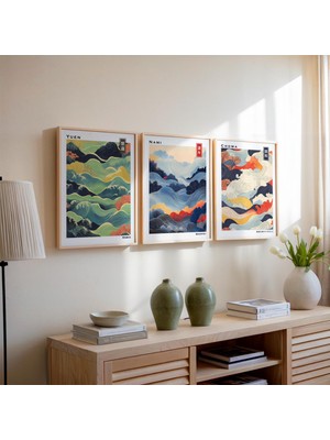 Japandi Duvar Sanatı 3'lü Set, Wabi Sabi Duvar Sanatı, Japon Duvar Sanatı, Duvar Sanatı