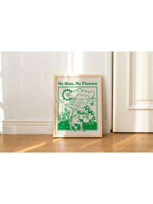 Retro Kurbağa Duvar Baskısı, Vintage Mantar Illüstrasyonu, A3 A4 A2 Baskılar, Zümrüt Yeşili Poster