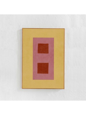 : Oturma Odası Dekorasyonu Için Soyut Modern Sanat. Sarı ve Pembe, Geometrik Soyut Sanat Posteri