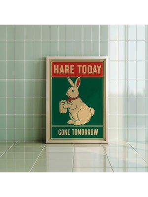 Retro Tavşan Banyo Sanatı: Komik Tuvalet Mizahı Vintage Poster ( & )