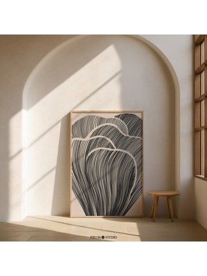 Soyut Çiçek Çizgileri Duvar Sanatı, Minimalist Botanik