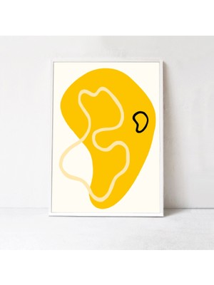 Orta Yüzyıl Modern Sanat Posteri, Sarı Soyut Sanat Duvar Sanatı Soyut Şekiller Poster Hardal Sanatı