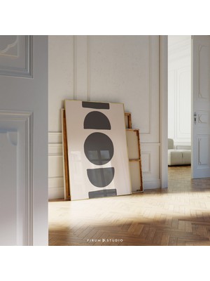 Bej ve Siyah, Geometrik Poster, Orta Yüzyıl, Soyut Modern Sanat, Minimalist Duvar Sanatı