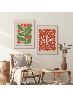 Renkli Noel, 2'li Set, Noel Duvar Sanatı, Noel Baskıları, Parlak Renkli Sanat