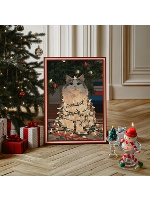 Sevimli Kedi Noel Duvar Sanatı, Işıklı Şenlikli Tatil