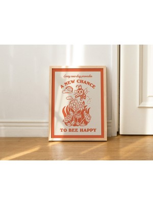 Retro Bal Arısı Duvar Baskısı, Bombus Arısı Poster Baskısı, Pozitiflik Alıntı Sanatı, Retro Illüstrasyon, A3 A4 A2 Baskılar