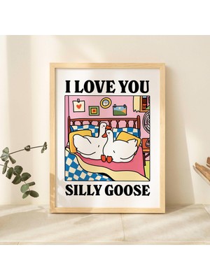Aptal Küçük Kaz Romantik Poster, Romantik Ördek Baskısı, Pembe Seni Seviyorum Sözü, Rahat Baskılar