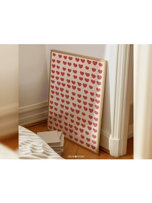 Sevgililer Günü Ev Dekorasyonu Için Sevimli Kırmızı ve Bej Kalp Duvar Sanatı - Trend Daire Sanatı, Eklektik Yatak Odası Estetiği |
