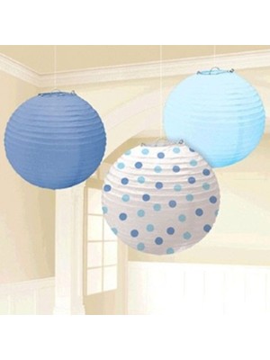 3'lü Kağıt Fener Paketi Doğum Günü Partisi Dekorasyon Seti 25 cm