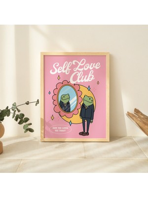 Kurbağa Öz Sevgi Kulübü Duvarı, Olumlama Sanatı, Retro Duvar Dekoru, Sanat