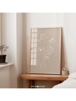 Nötr Kır Çiçekleri Duvar Sanatı, Bohem Çiçekleri Minimalist Sanat