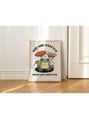 Retro Kurbağa Poster Baskısı, Olumlu Alıntı, Vintage Kurbağa Mantar Illüstrasyonu, Sevimli Kurbağa Duvar Sanatı