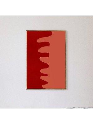 Kırmızı Duvar Sanatı: Büyük Soyut Şekiller Sanatı. Dalgalı Sanat Duvar Sanatı, Kırmızı ve Turuncu Soyut Dalga Sanatı