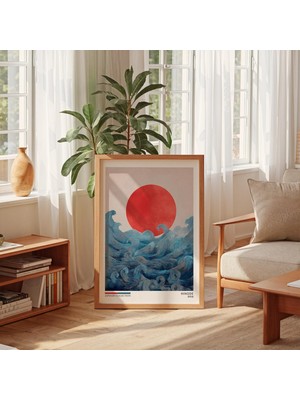 Japandi Dalga Sanatı: Soyut Güneş, Wabi Sabi Dekoru ( & )