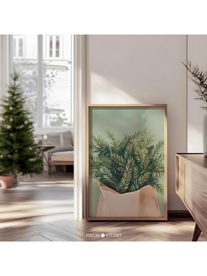 Retro Noel Duvar Sanatı - Yeşil ve Bej Renklerinde Sevimli ve Renkli Tatil Dekoru | Bohem Noel | Eklektik Maksimalist Stil |