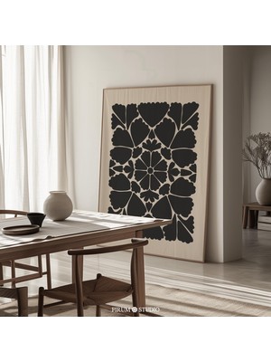 Soyut Botanik Duvar Sanatı, Siyah ve Bej Modern Sanat