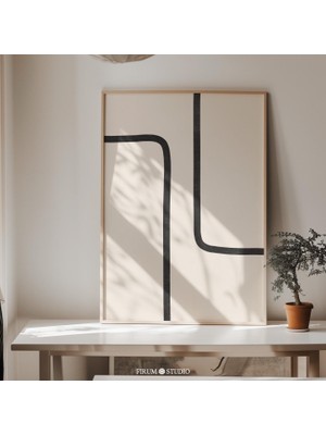 Nötr Minimalist Çizgiler Duvar Sanatı, Soyut Çizgi Sanatı
