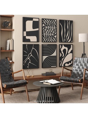 Modern Siyah 6'lı Set Sanat, Sanat