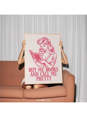 Bana Kitap Al ve Bana Güzel De Kitapsever Pembe, Sevimli Okuma Köşesi Dekoru