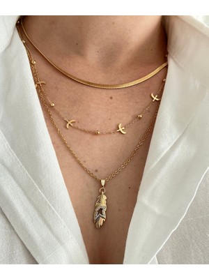 Çelik Üçlü Kolye