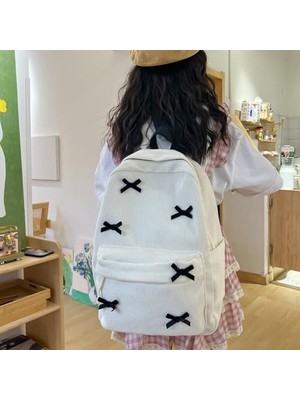 Siyah Fiyonklu Kore Tarzı Sırt Çantası