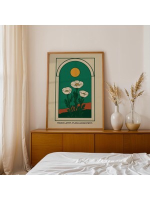 Güneş ve Latince Sözlerle Çiçek Halk Sanatı, Bohem Rustik Duvar Sanatı