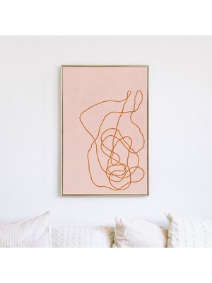 Büyük Soyut Çizgi Sanatı, Soyut Poster, Sanat, Şeftali Duvar Sanatı