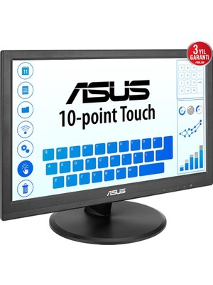 15.6 Asus VT169HE IPS 5ms 60MHZ 1xvga 1xhdmı Fhd 1920X1080 Dokunmatik Ekran Flıcker Free Çerçevesiz Vesa Siyah