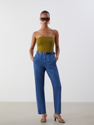 Lc Waikiki Yeni Sezon Beli Lastikli Slouchy Fit Kadın Jean Pantolon