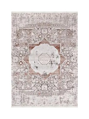 Aren Halı Debno Klasik Göbekli Krem Viskon ve Akrilik Makine Halısı