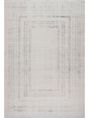 Aren Halı Vernole Çerçeveli Krem Antrasit Çizgili Akrilik Makine Halısı