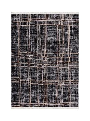 Aren Halı Görlitz Modern Siyah Mikropolyester Pamuk Tabanlı Makine Halısı