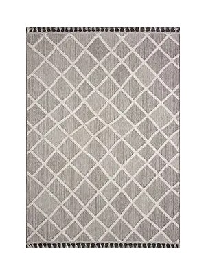 Aren Halı Willy Geometrik Gri Polyester Kaydırmaz Tabanlı Makine Halısı