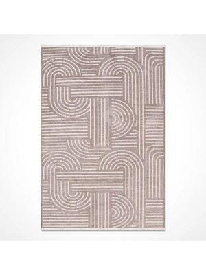 Apalda Modern Krem Pamuklu ve Polyester Natural Lateks Kaydırmaz Tabanlı Makine Halısı