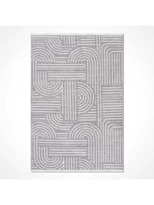 Lauta Modern Gri Pamuklu ve Polyester Natural Lateks Kaydırmaz Tabanlı Makine Halısı