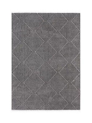 Aren Halı Pieve Geometrik Antrasit Pamuk ve Polyester Makine Halısı