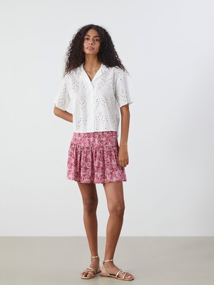 Lc Waikiki Yeni Sezon Beli Lastikli Çiçekli Pileli Mini Etek