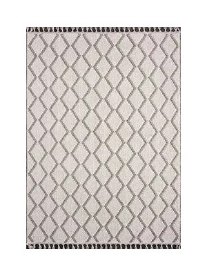 Aren Halı Manfort Geometrik Bej Polyester Kaydırmaz Tabanlı Makine Halısı