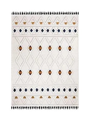 Aren Halı Flumeri Geometrik Bej Polyester Loop ve Sisal Iplikli Makine Halısı