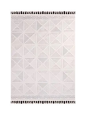 Carife Geomtrik Krem Polyester Loop ve Sisal Iplikli Makine Halısı